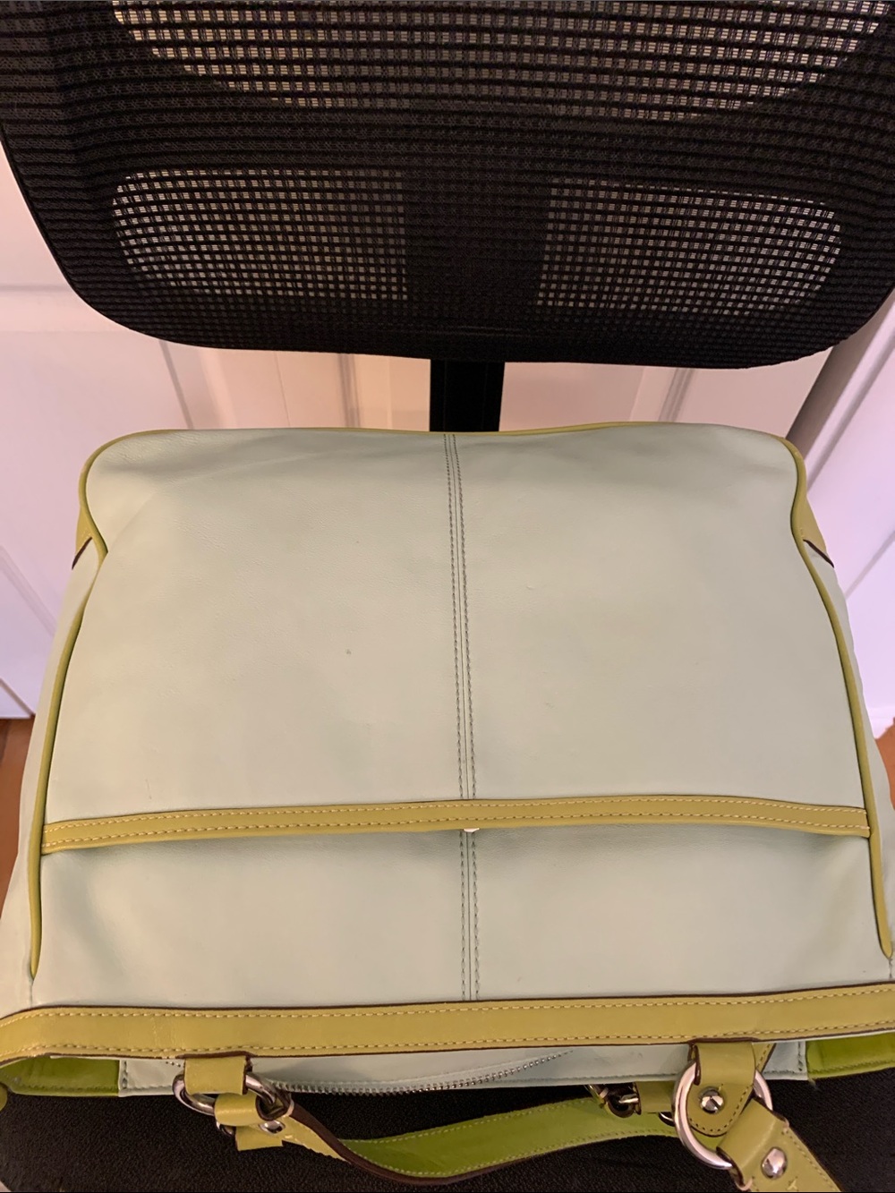 Sale ๐2010 Coach Laura Leather Carryall, in "Seafoam and Lime" - Picture 4 of 16